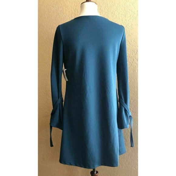 The Vanity Room Teal Long Sleeve Shift Dress Small - Picture 6 of 8